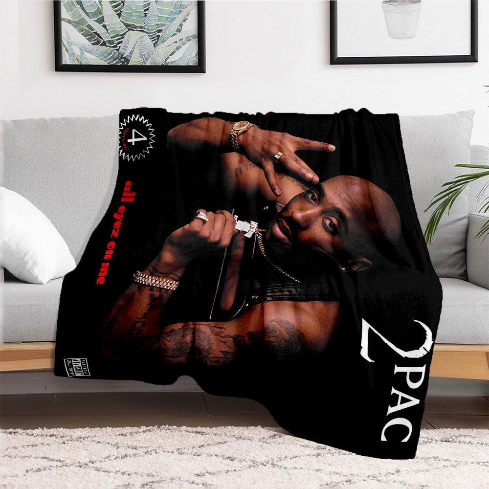 "2PAC 'All Eyez On Me' Album Cover Art Print"Blanket Flannel Throw Blanket for Sofa, Bed, Travel, Camping, Office, Couch, Chair, And Bed Gif