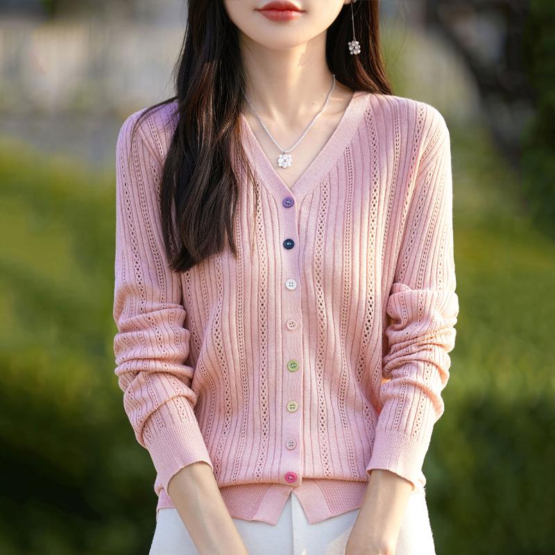 Women's Cashmere Cardigan Qinghe Cashmere 50% Wool 50% Silk Women's Autumn and Winter Cashmere Cardigan Soft and Warm