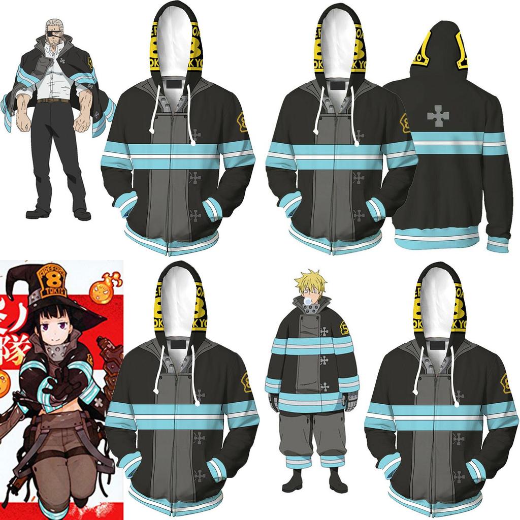 Anime Enn Enn No Shouboutai Fire Force sweat à capuche Firesoldier veste manteau Costumes