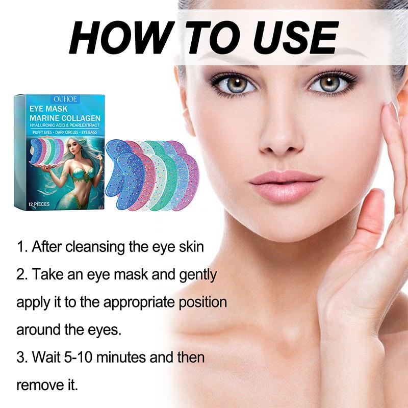 

6 пар Подтягивающая маска для глаз с коллагеном и гиалуроновой кислотой Маска под глазами для удаления темных кругов, отечности, морщин Освежает вашу кожу