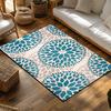 Blue Gray Floral Bohemian Rug, Flower Pattern Non-Slip Carpet, Soft Living Room Mat for Cozy Home Decor