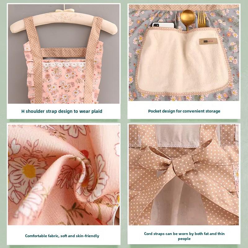 Canvas Wipeable Apron with Anti-fouling, Breathable Design for Kitchen and Cooking. Perfect for Females, Waist Work Clothes.