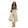 Fashion Summer Vintage Hong Kong Style Wide Leg Draped Straight Denim Cropped Capri Pants For Petite Girls Trendy Slimming FigureFlattering Design