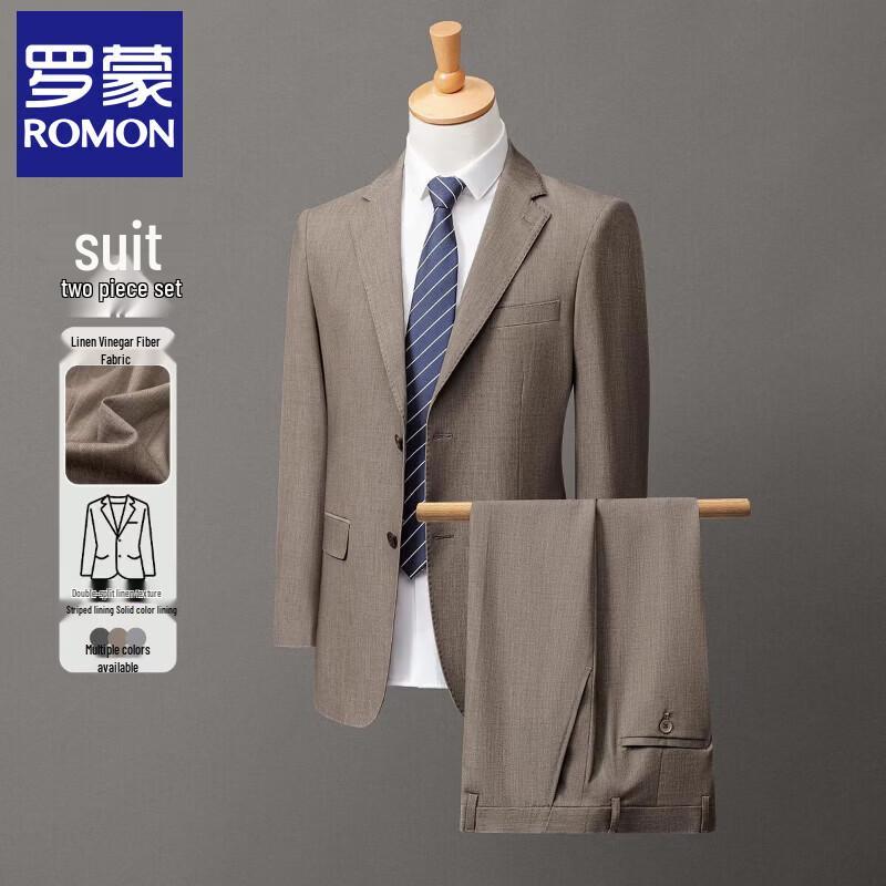 Romon Linen Acetate Blend Business Casual Men s Suit Set 50