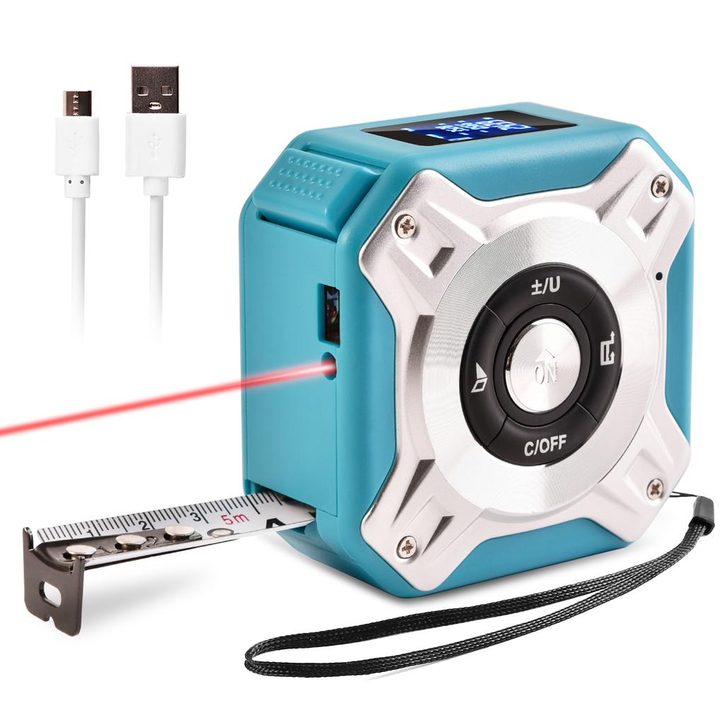 Smart Laser Distance Tape Measure 40M Laser Range 5M Steel Tape Front Back Reference Switch Unit Conversion LCD Display