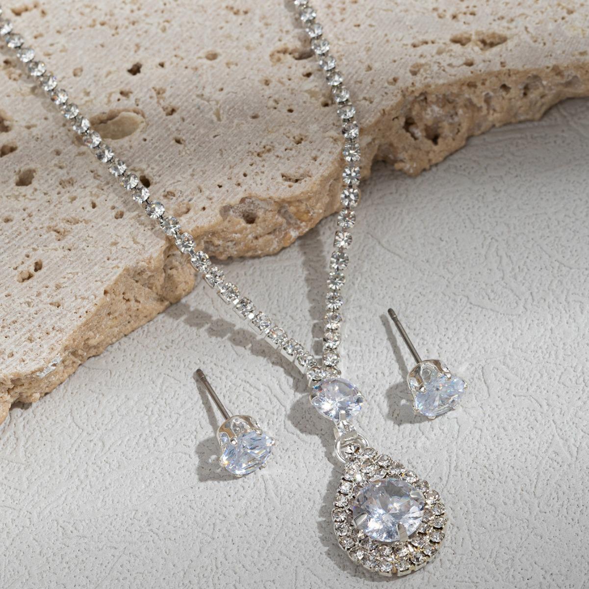 

Новое изысканное ожерелье-цепочка с когтями, комплект из двух частей, цепочка с каплями воды, набор ювелирных изделий для банкета, невесты и женщин 38.7CM серебряный