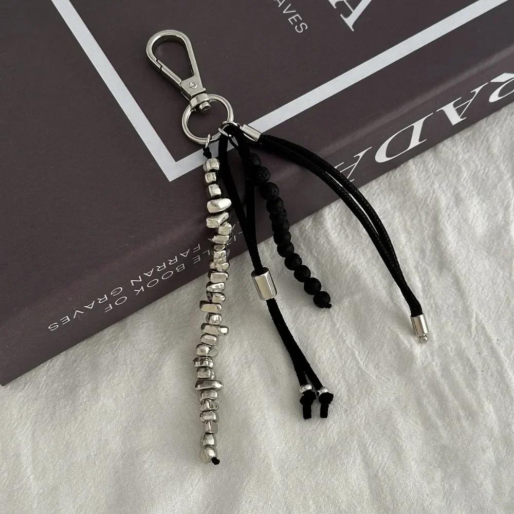 Elegant Metal Pearl Beaded Keychain Peach Heart Shape Tassel Decoration Pendant Jewelry Bead Bag Chain Gifts