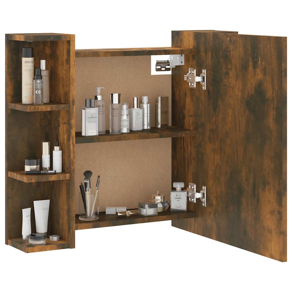 LED Mirror Cabinet in Smoked Oak 70 x 16.5 x 60 cm
