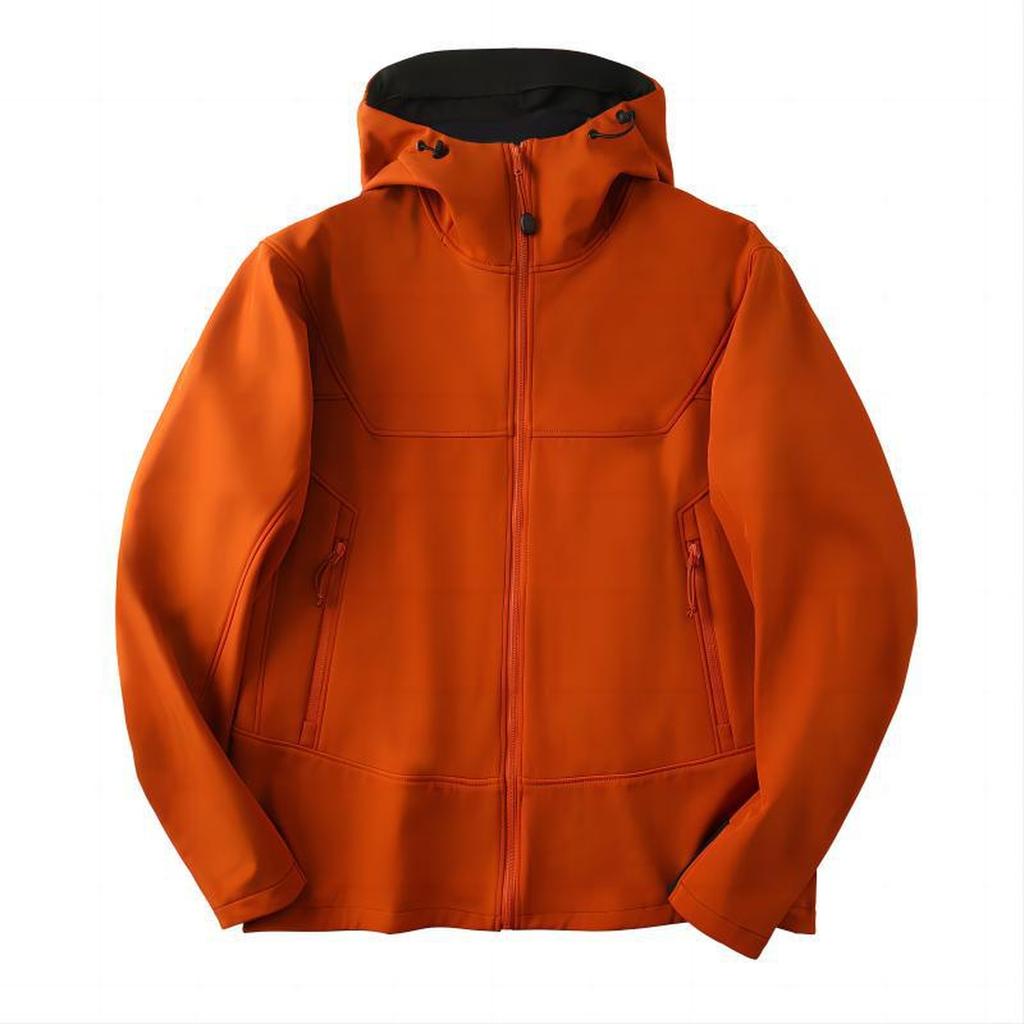 Men's Outdoor Leisure Hooded Sports Waterproof Charge Stone Plus Fleece Windproof Hooded Coat