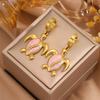 Ocean Style Sea Turtle Enamel Dangle Earrings - Women's Stainless Steel Luxury