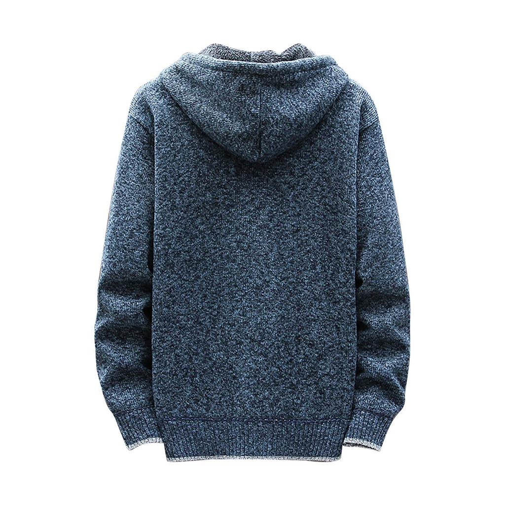 Erkek Sonbahar Ve Kış Rahat Kazak Ceket Sıcak Örgü Kazak Kapşonlu Hoodie