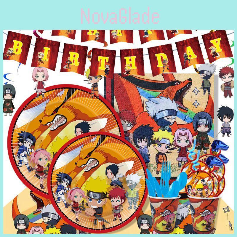 Naruto Ninja Birthday Party Decor Supplies Featuring Colorful Balloons And Plates