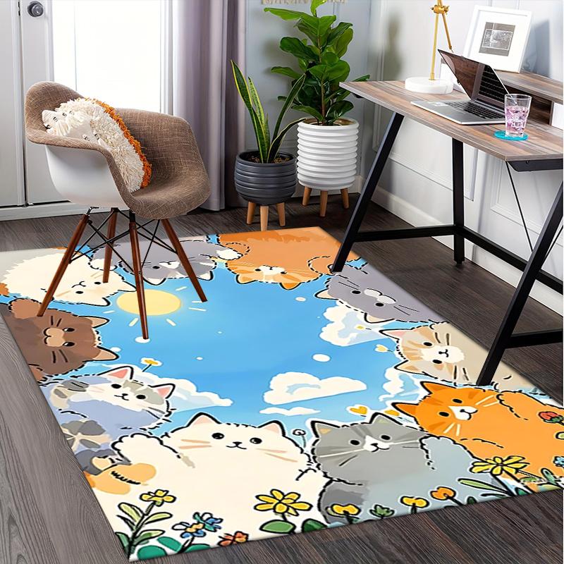 Animal Chair Mat Office Carpet Oversized Rug for Home Decor, Sofa Carpet, Desk Mat, Gift Idea for Cat Lovers, Suitable for Bedroom, Living Room