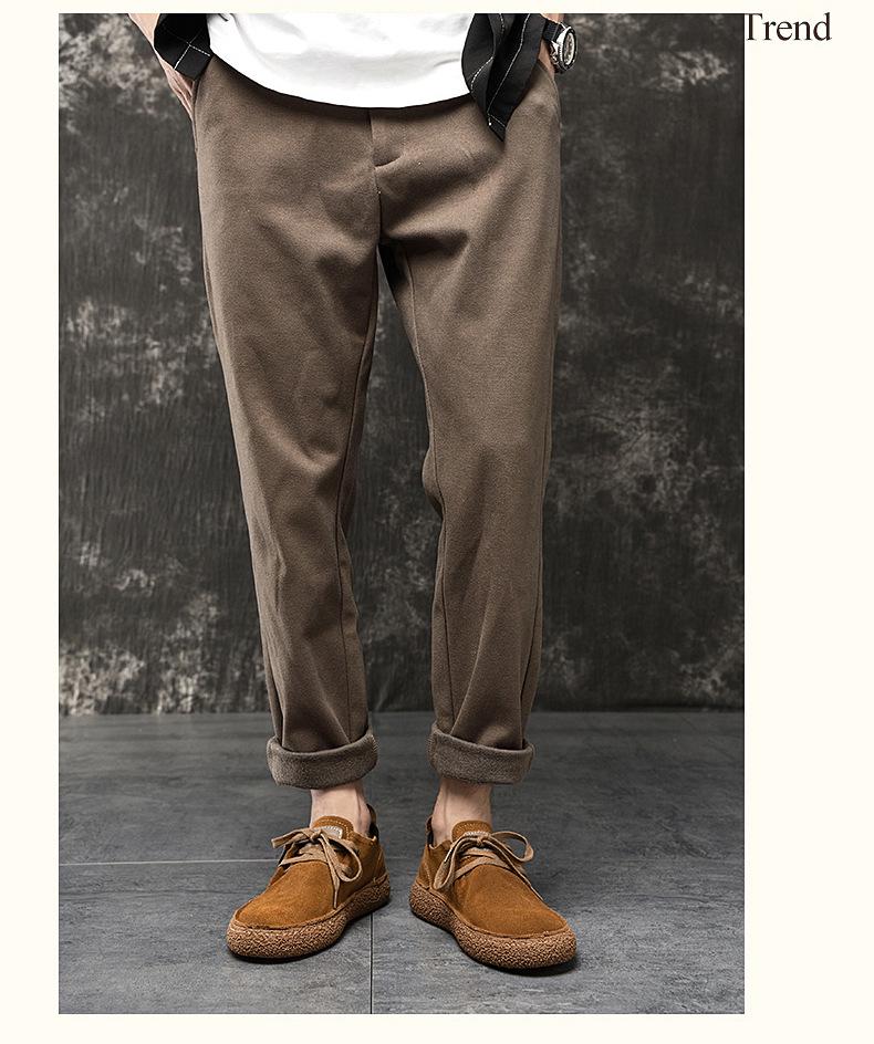 Men's European Suede Lace-Up Casual Shoes with Thick Rubber Soles - New Trendy Style