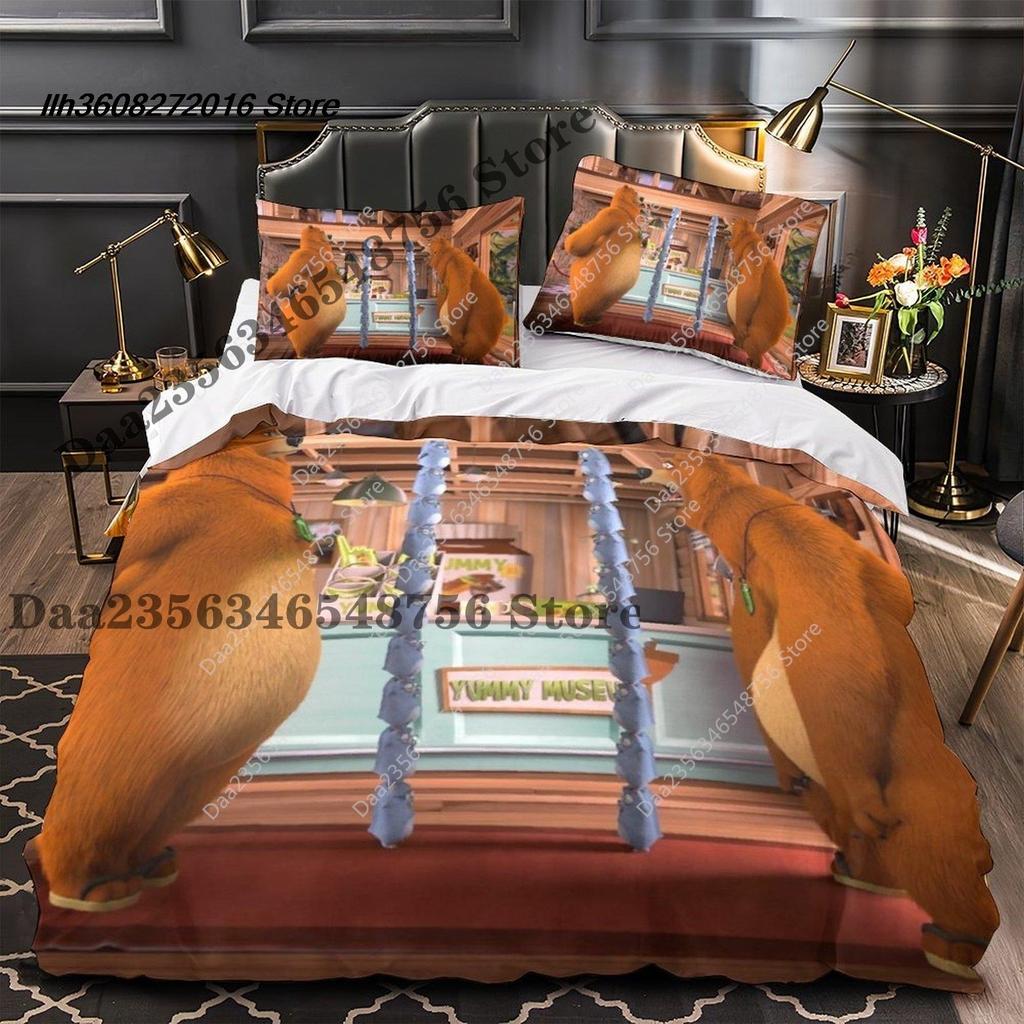 Neues Grizzy und die Lemminge Bettwäscheset Einzelbett Twin Full Dreiteiliges Set Bettwäscheset Aldult Kinder Schlafzimmer Bettbezug Sets 3D Ani