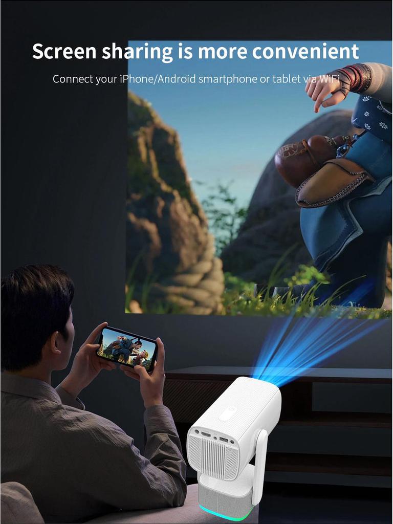 2025 K2 Smart 4K Gimbal Projector with Battery & Android Screen Mirroring