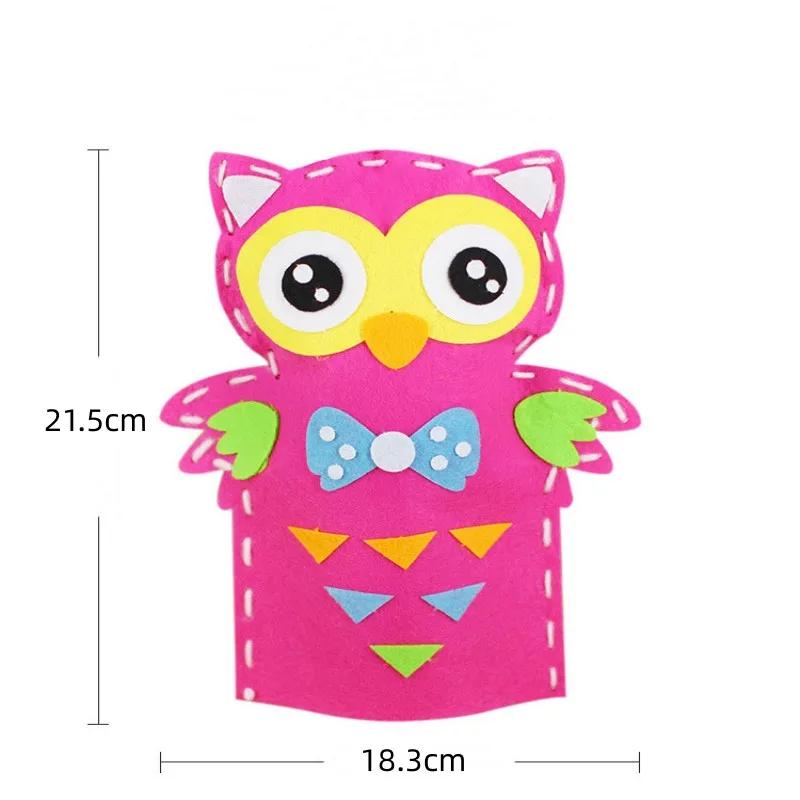 Kids Cartoon DO IT YOURSELF Hand Puppet Crafting Playthings Kindergarten Learning Non-Woven Handmade Paste Material Sewing Set Children Xmas Gift Idea