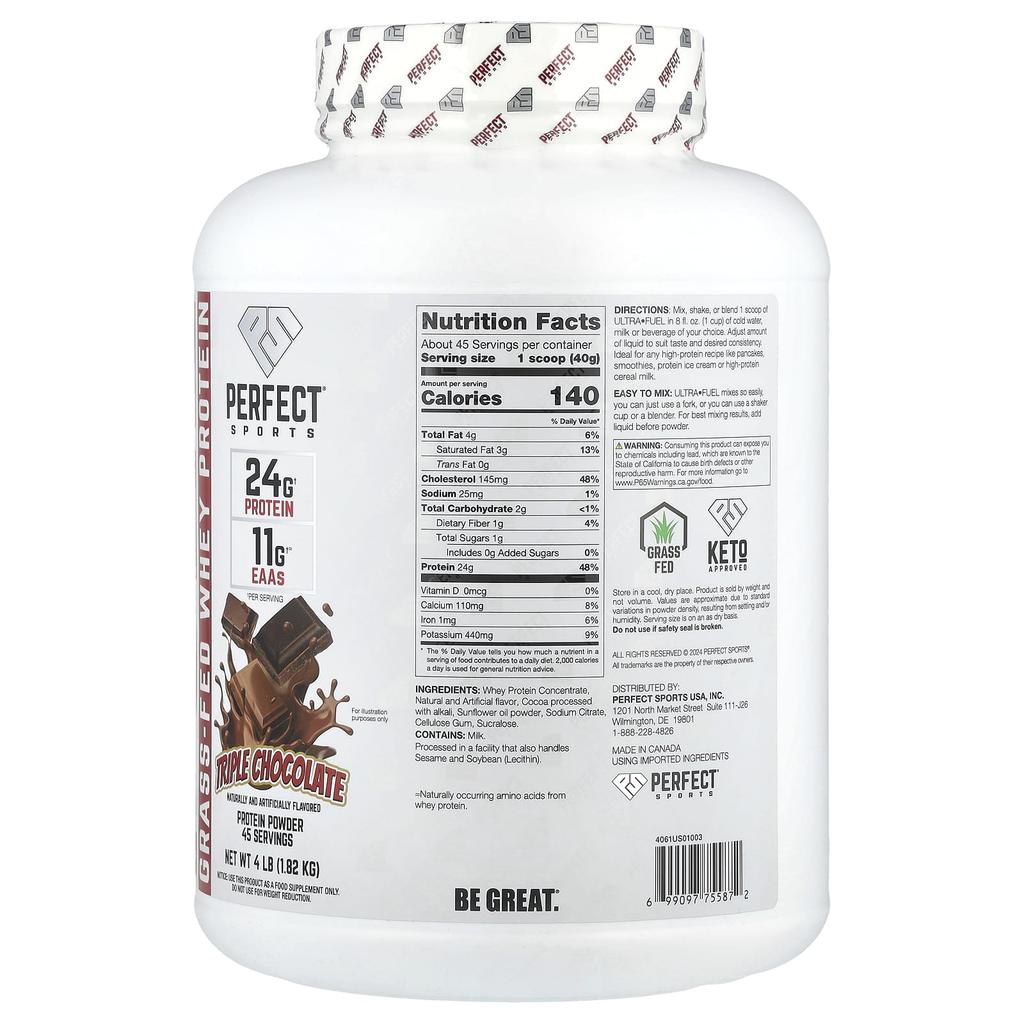 Ultra Fuel, Grass-Fed Whey Protein, Triple Chocolate, 1.82Kg (4Lb)