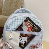 Plaid Backpack Junior High School Student Lightweight Schoolbag Color Block Large Capacity Backpack