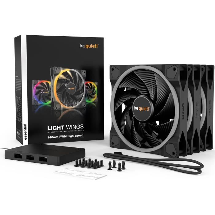 Ventilateur soyez calme!light wings 140mm pwm à 3 pack haute vitesse (bl079)