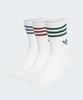 adidas 3-Stripe Crew Socks 3 Pairs - White:Ruby:Green:Blue / Kt1690
