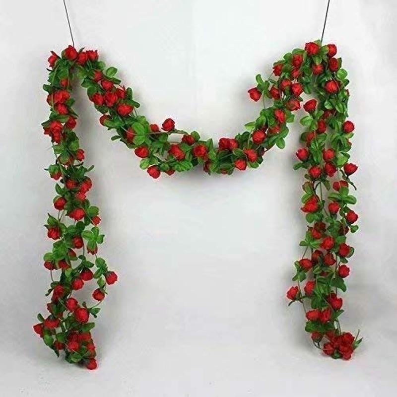 Fleurs artificielles 2.5m, 45 cannes à roses, aménagement du lieu de banquet, Occlusion, fausses fleurs décoratives en rotin