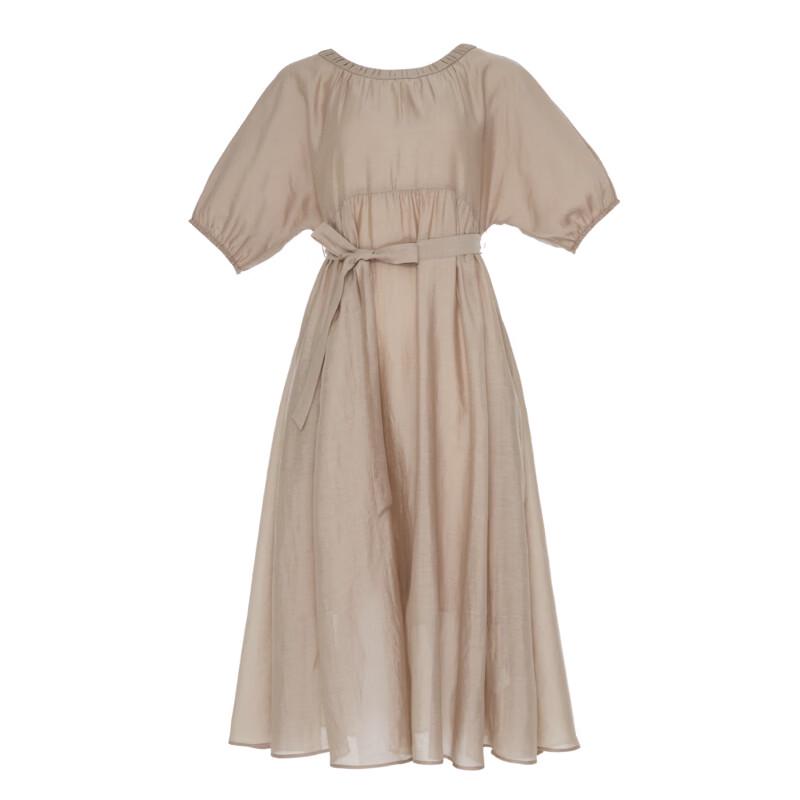 Gejin Summer Round Neck Belted Midi Dress XL серо-коричневый
