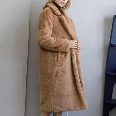 Modischer, lässiger Damen-Mantel mit Schafschur-Nähten, mittellanger Wollmantel für Damen