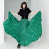 European Pleated Extra-Large Swing Skirt for Plus-Size Women - A-Line, Spring/Summer, Slimming & Casual Style