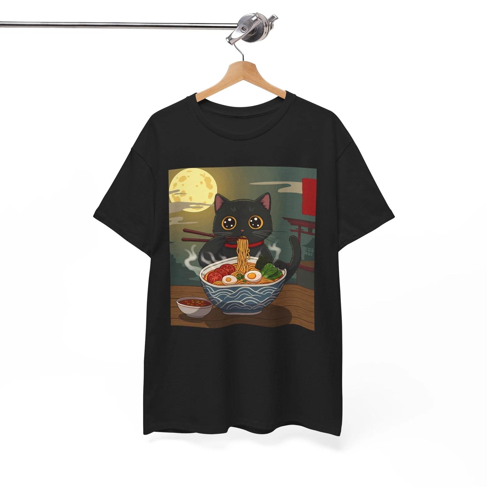 CAT EATING RAMEN JAPANESE T-Shirt | Japanese Monstar Shirt XL
