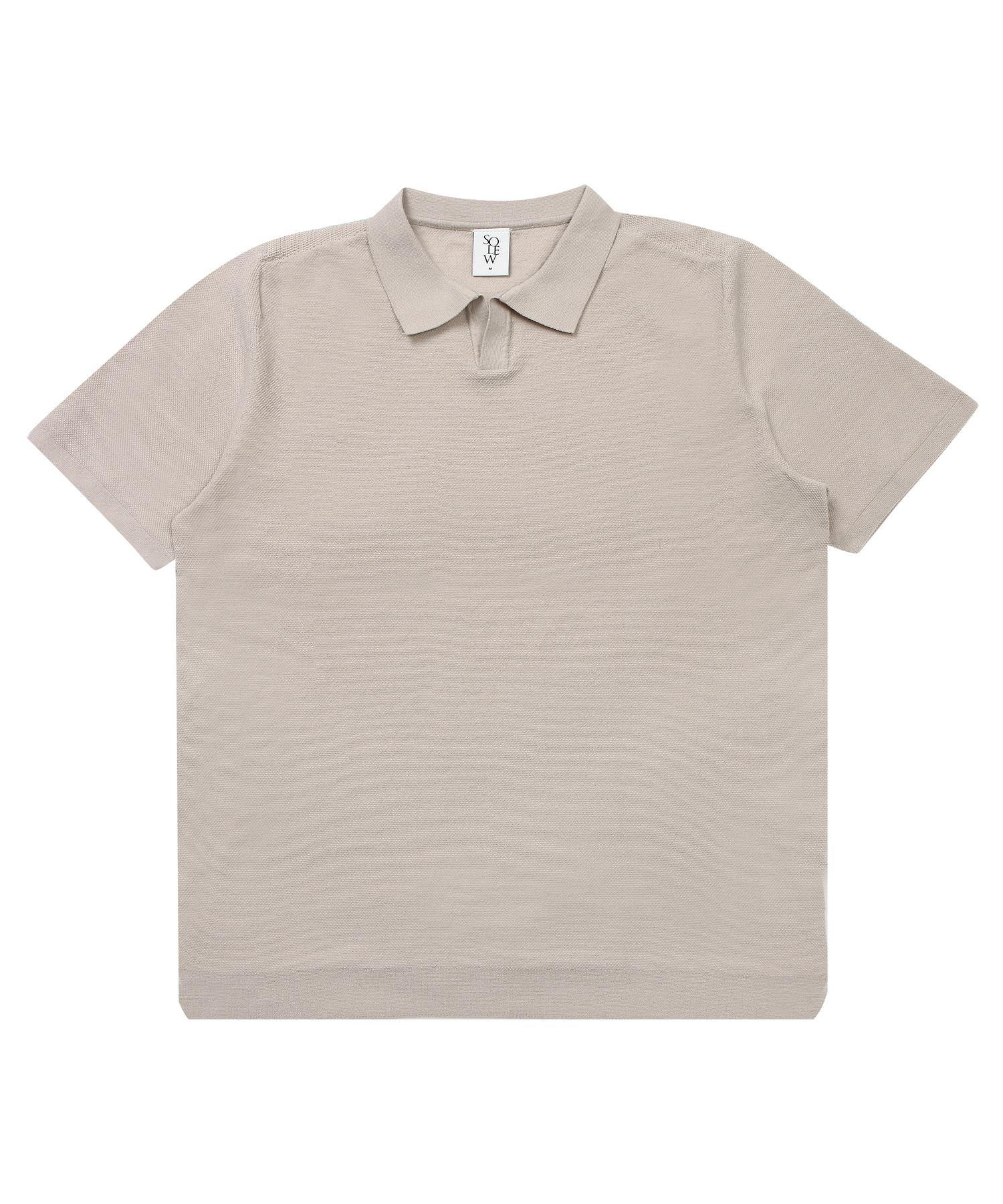 Soru Open Collar Short Polo Sweater_Beige L