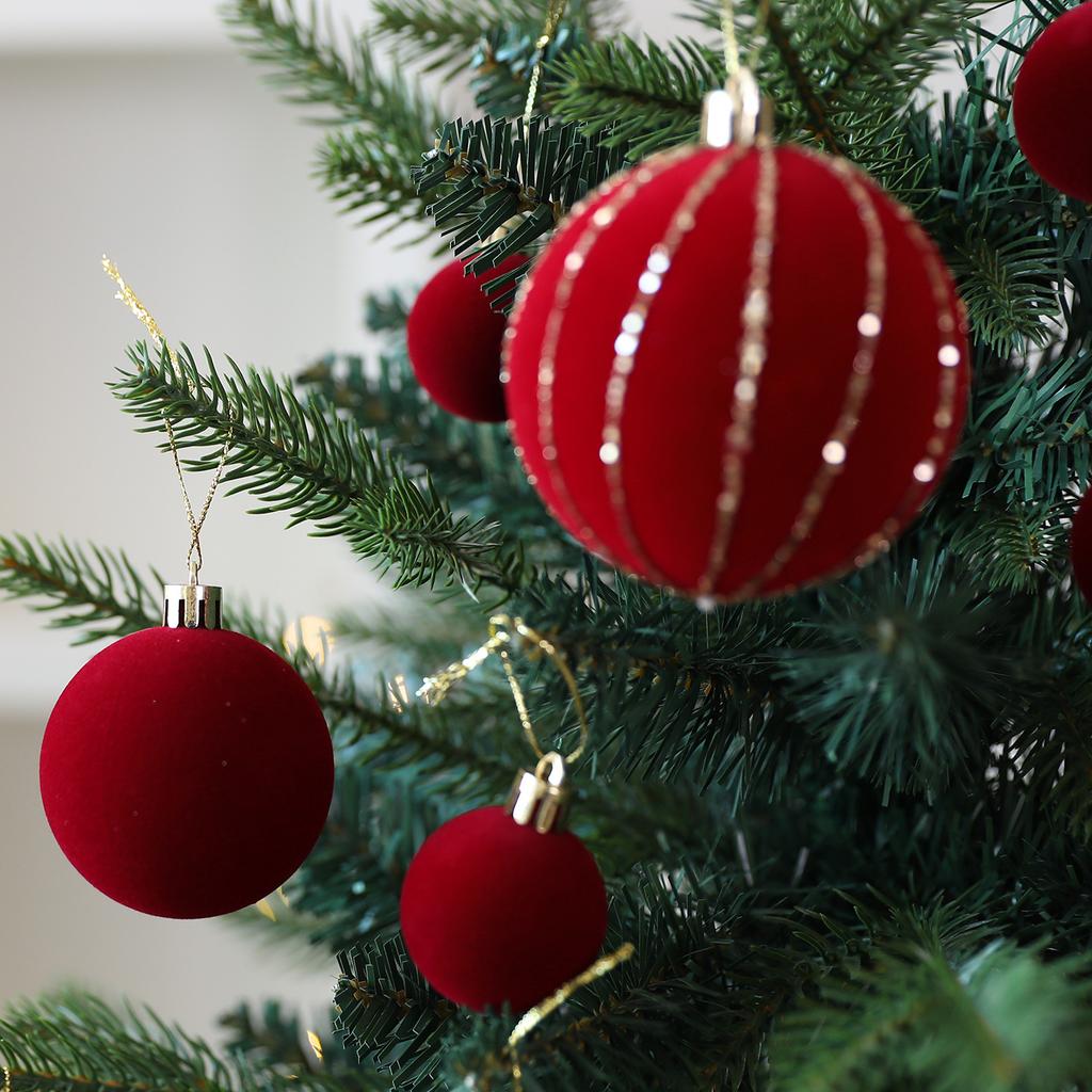 36Pcs red painted velvet Christmas ball ornaments Christmas tree baubles Christmas decorations Home party decorations
