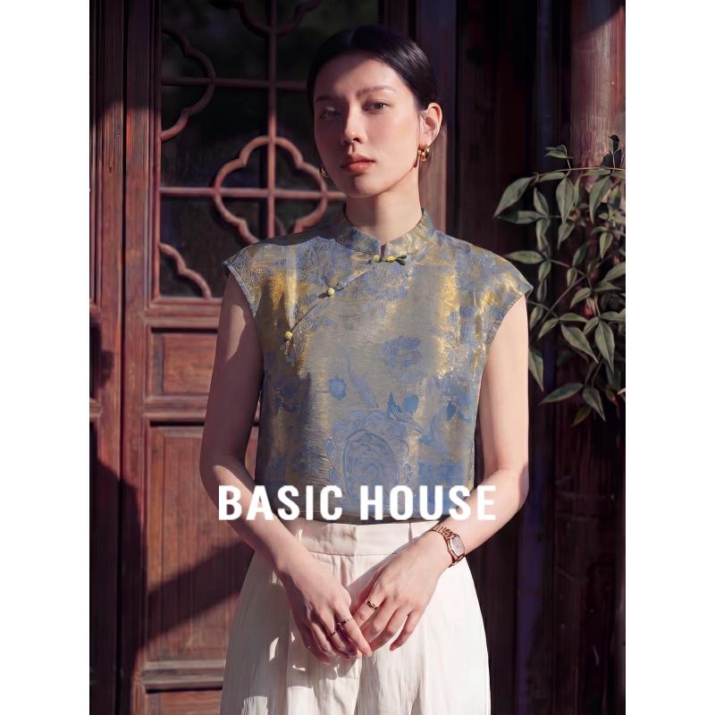 Basic House New Chinese Jacquard Short Sleeve Shirt XL