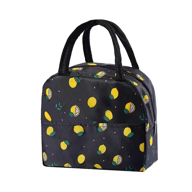 Functional Insulated Oxford Lunch Bag Flower Pattern Cooler Lunch Box Bags Thermal Food Picnic Lunch Bags for Women Kids