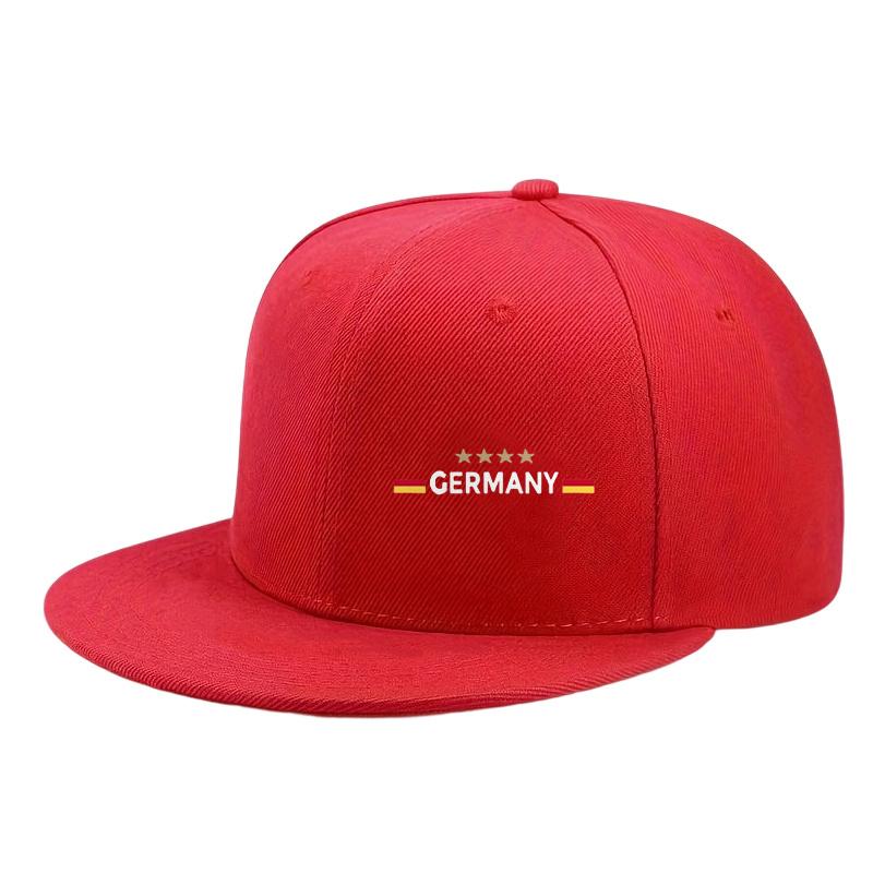 Germany Four Stars Football Fan Snapback Cap Adjustable Polyester Flat Brim Hat Casual