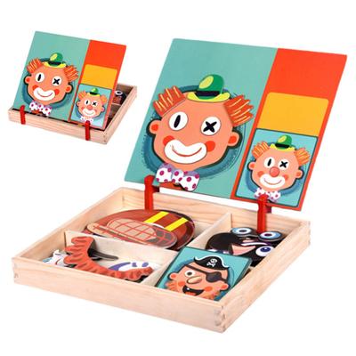 Magnetisches Blockpuzzle Brettspiel Pädagogisches Logisches Denken Training Gesichtsmerkmal Fahrzeug Zirkuskostüm Prinzessin Ankleiden Holzpuzzle Zuordnungsspielzeug