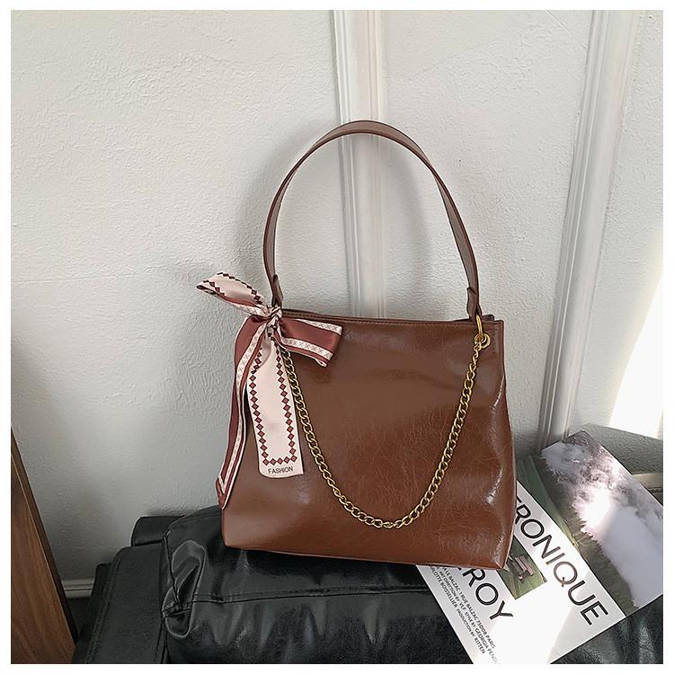 Ielgy Premium Texture with Silk Scarf Underarm Bag Large Capacity Student Class One-Shoulder Commuter To