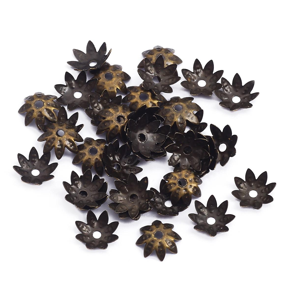 

100 шт., металлические свободные прокладки с цветком лотоса, подвески с коническим концом, бусины, крышка, филигрань, для самостоятельного изготовления ювелирных изделий 8mm