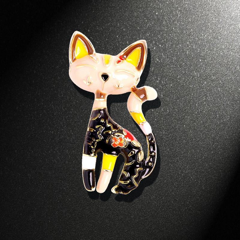 Cat Brooch Accessories Creative Brooch Cartoon Cat Diamond Egyptian Cat Brooch Anti-light Pin Manufacturer Pin
