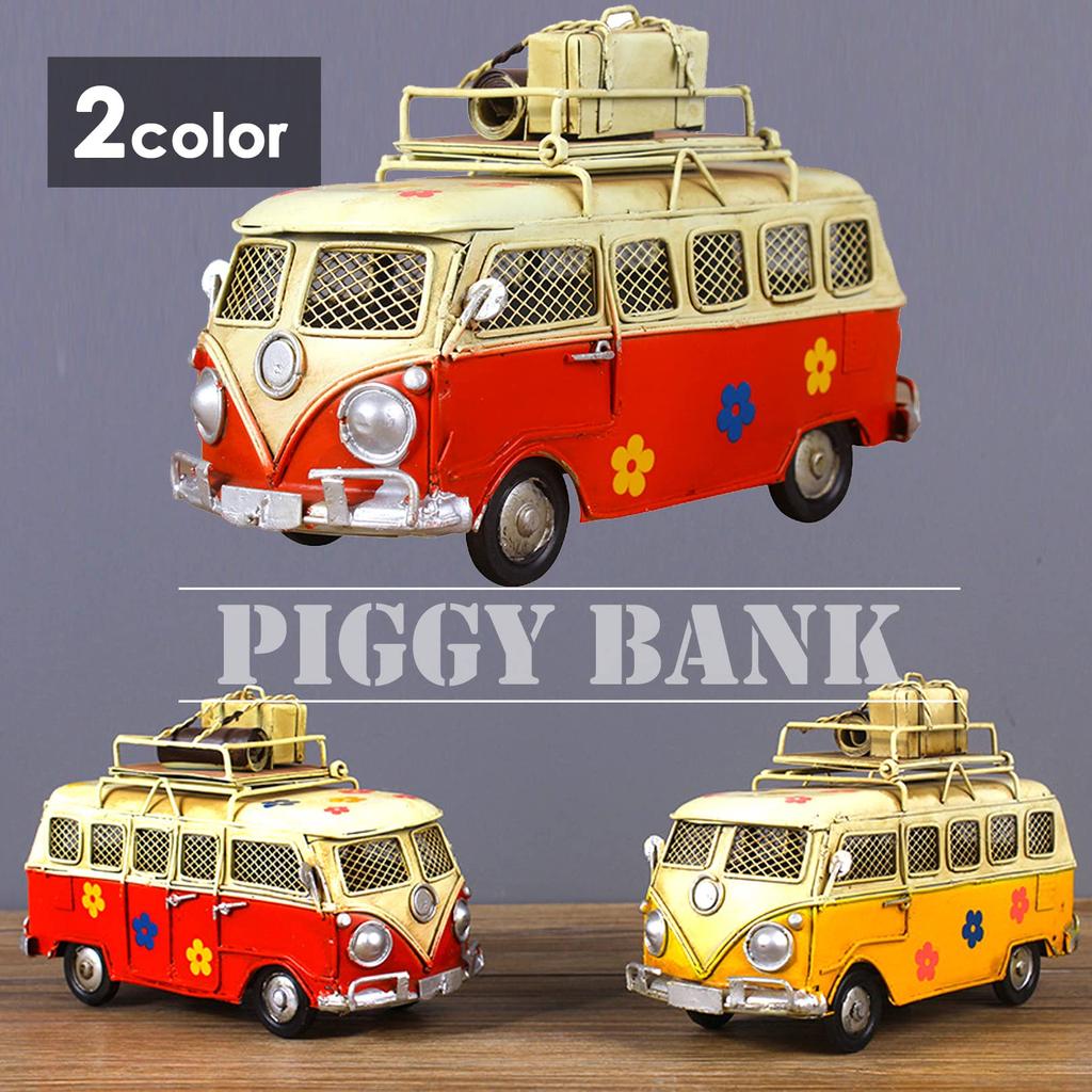 PIENSE Spardose Amerikanisch Alt Antik Vintage Auto Bus Objekt Innenraum Modell Surf Spaß Artikel (Gelb)