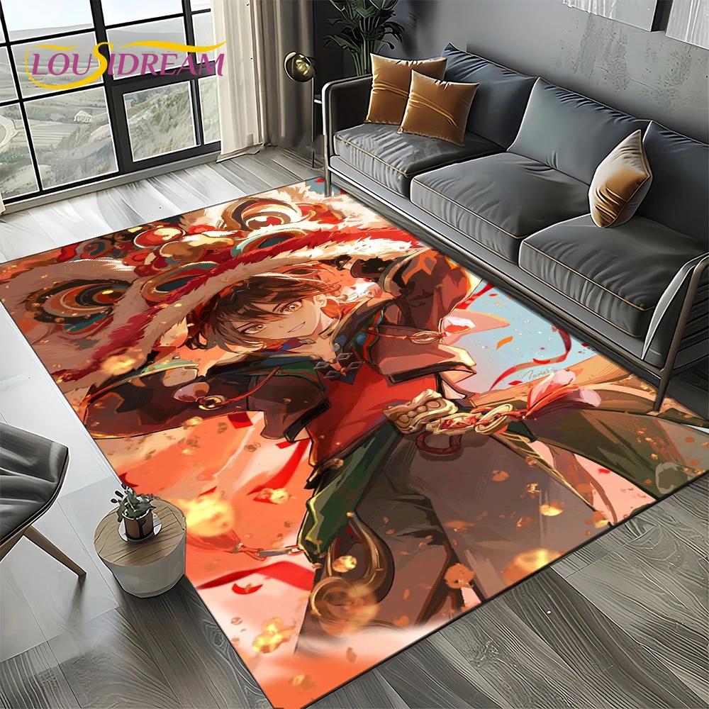 2025 New Genshin Impact Character Solo Cartoon Game Carpet Rug for Living Room Bedroom Home Sofa Decoration,Non-slip Floor Mat