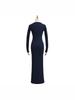 Elegant Bodycon Long-Sleeve Dress for Women - Waist-Cinched, Stretchy, Tall Figure-Flattering Long Skirt
