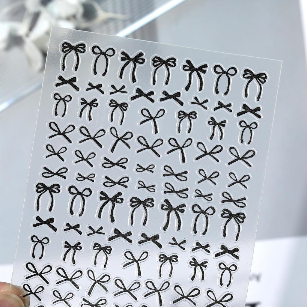 Versatile Ribbon Bow Nail Stickers - Thin, Tough, Flat Back Adhesive for DIY Nail Art Ornaments