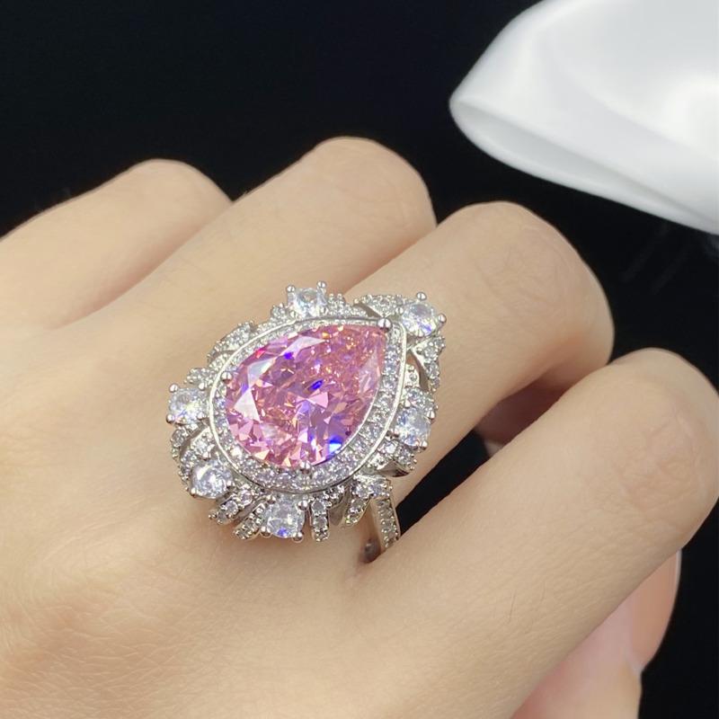 

BELLA BOX Серьги-подвески с открытой петлей из розового циркония с ажурным дном и каплевидной формой для женщин No.4 розовый