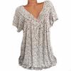 Women T-shirts V Neck Breathable Plus Size Flower Print Summer T-shirts for Daily Wear