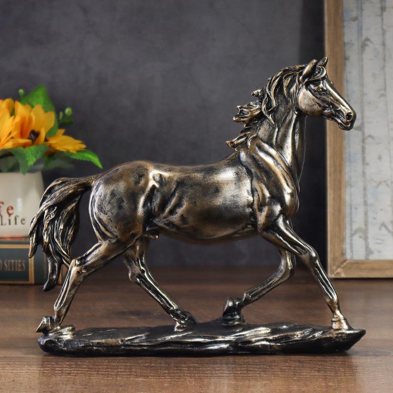 Sculpture de cheval vintage en résine style chinois, décoration de maison pour chambres, bureaux et bureaux, objets de collection d'art