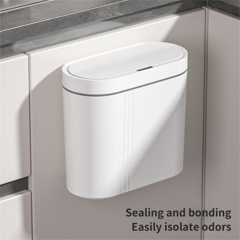 Pattumiera a Sensore Automatico da Parete per Bagno Cucina Chiusura Silenziosa Montaggio a Parete Plastica
