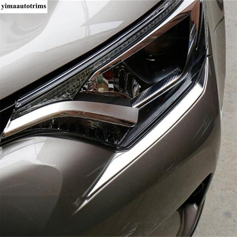 For Toyota RAV4 RAV 4 2016-2018 Front Head Lamp Light Eyebrow Eyelid Strip Decoration Cover Trim ABS Chrome Exterior Accessories