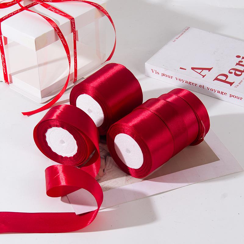 Burgundy Satin Ribbon: Chinese Red Polyester, 0.3-8cm for Festive Wedding Room Decorations