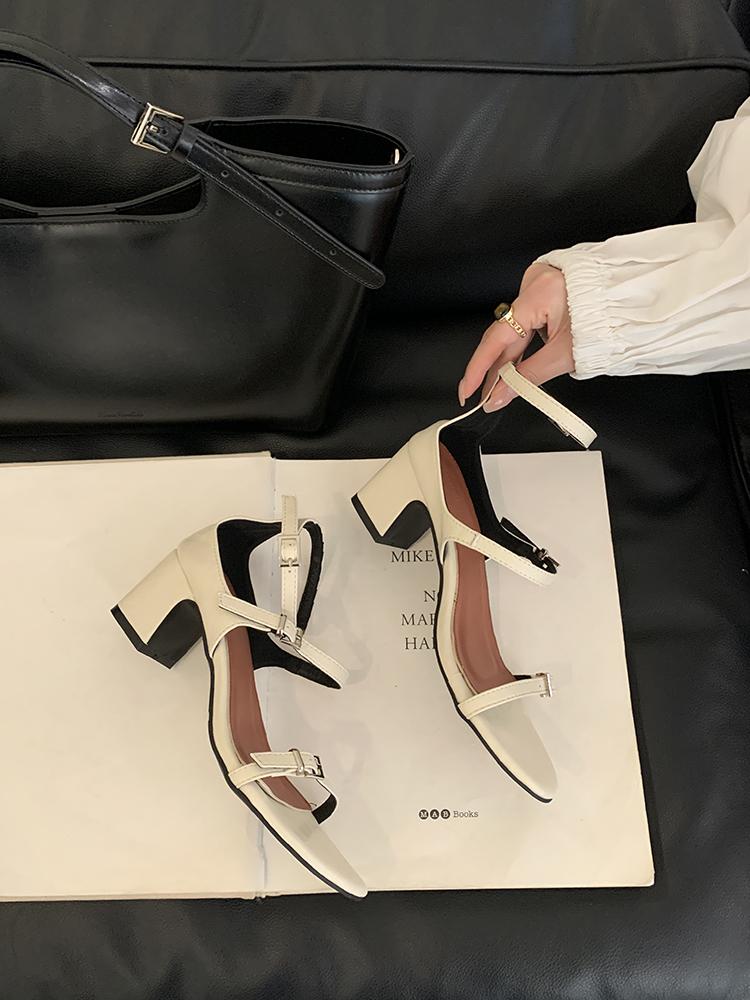 

Fashion Women Sandals Ankle Strap Heeled Sandals Summer Gladiator Shoes Woman Chunky Heels for Women Open Toe Party Dress Sandal 35 бежевый